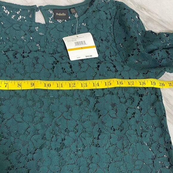 Rafaella‎ Deep Jade Green Lace Scalloped Hem Top w/ Cami | Size Small NWT - Picture 10 of 12